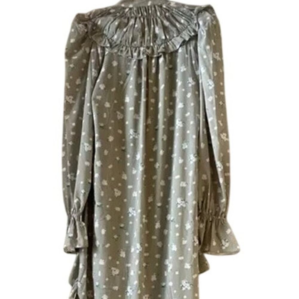 NWT WeWoreWhat High Low Polka Dot Floral Drape Ruffled Long Sleeve Dress S Sage - Picture 7 of 15
